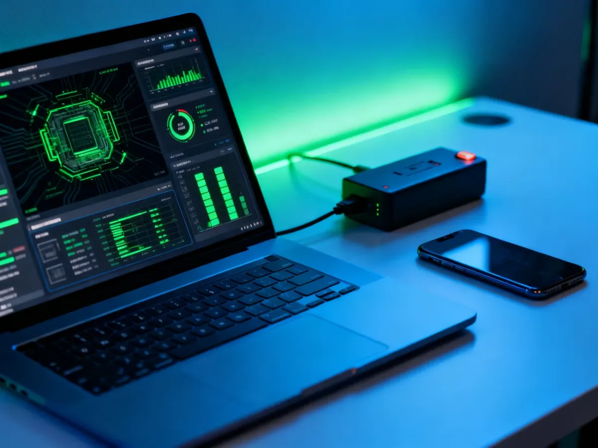 Używany laptop podczas testów diagnostycznych podzespołów