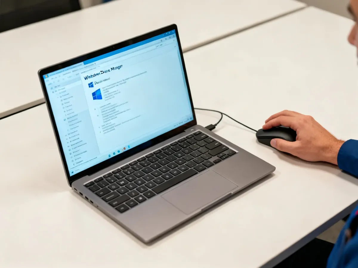 Laptop being diagnosed in Windows Device Manager with an unresponsive keyboard