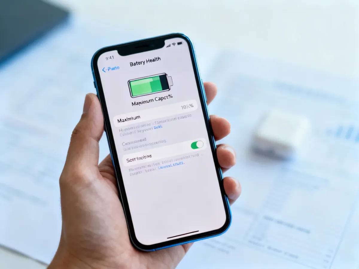 iPhone displaying the battery health settings screen