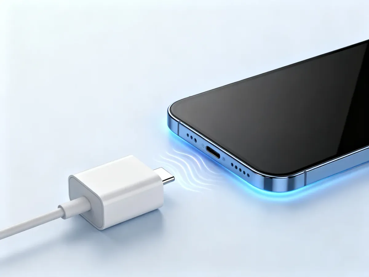 Smartfon bezpiecznie negocjujący moc ładowania z wydajną ładowarką USB-C
