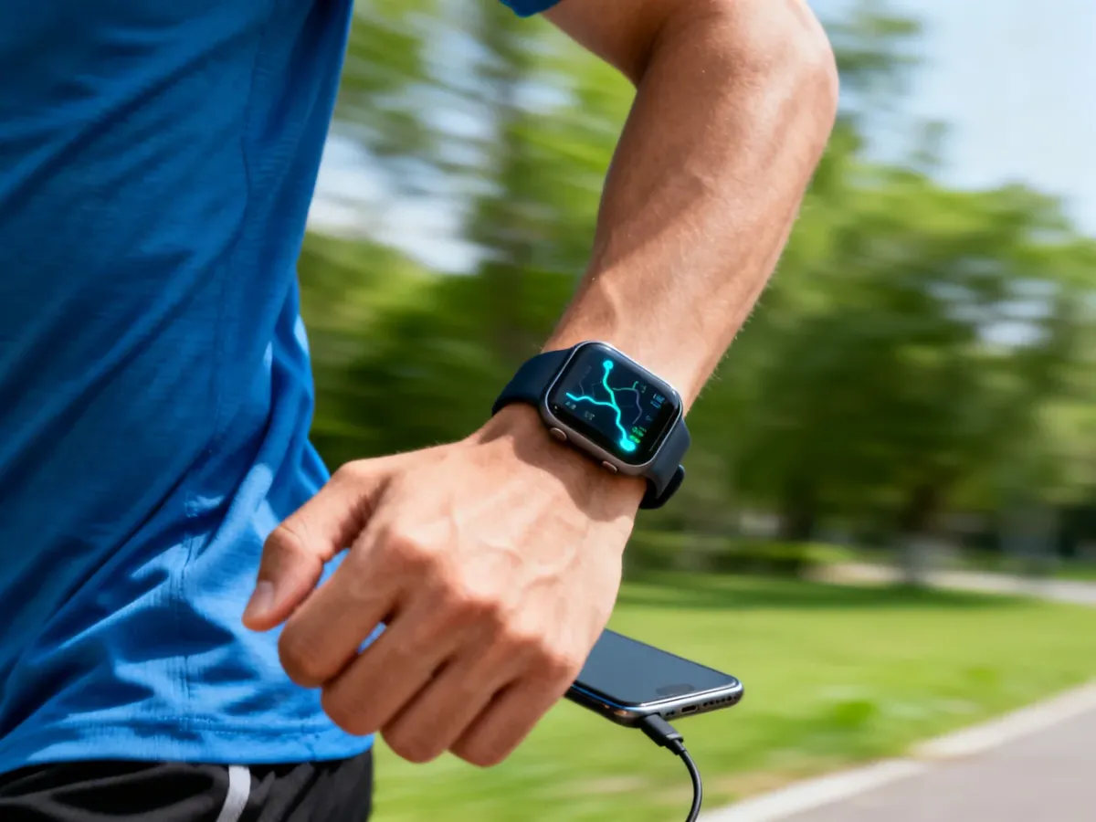 Smartwatch śledzący trasę podczas biegu na świeżym powietrzu