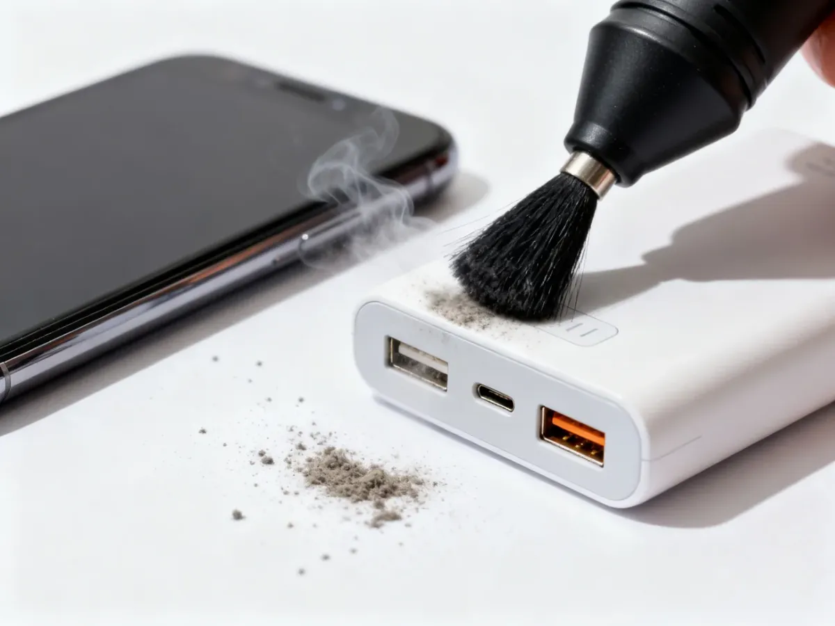 Bezpieczne czyszczenie portów USB telefonu i powerbanku