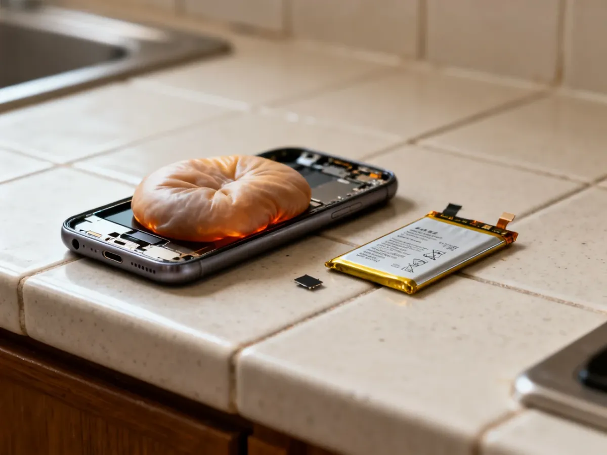 Smartfon z wybrzuszoną baterią odpychającą obudowę i ekran