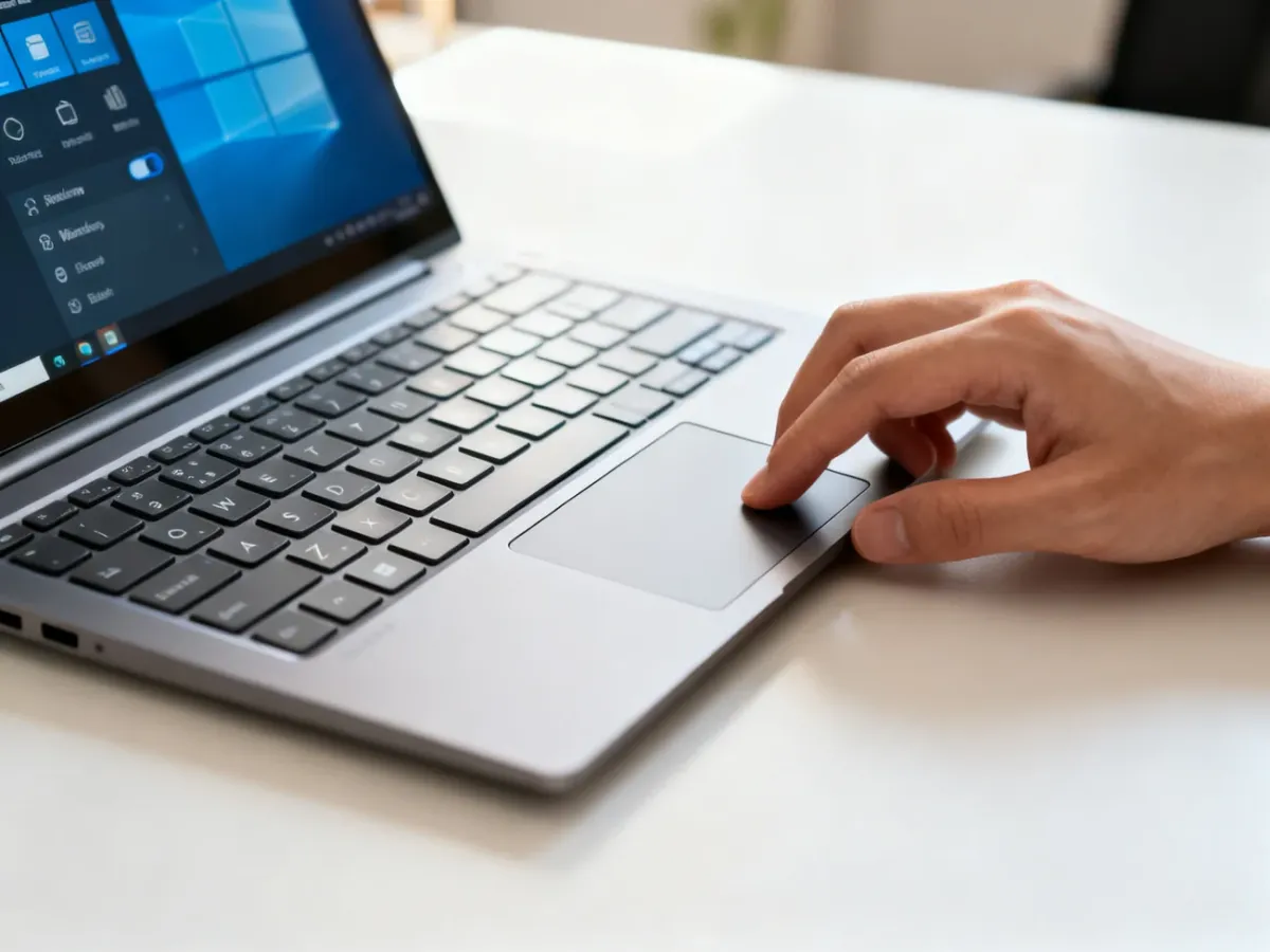 Laptop touchpad settings being adjusted in a Windows workspace